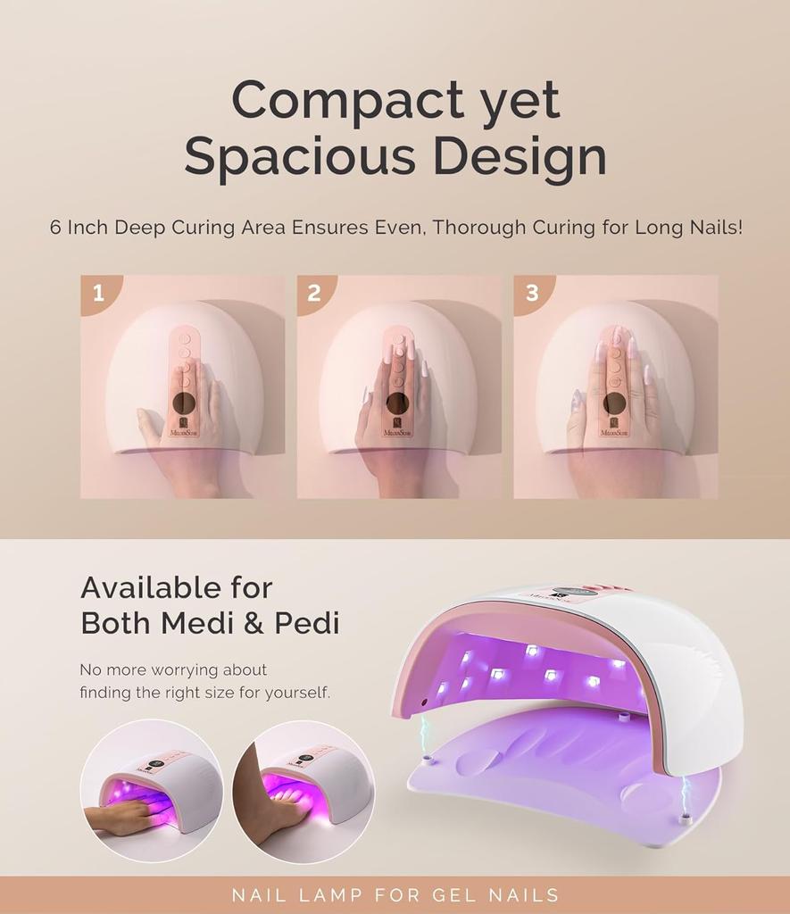 Cordless UV Nail Lamp P-Plus30G, Rechargeable with 3 Timers & Smart Sensor, Cures Builder, Hard, Extension, Acrylic & Chrome Gel