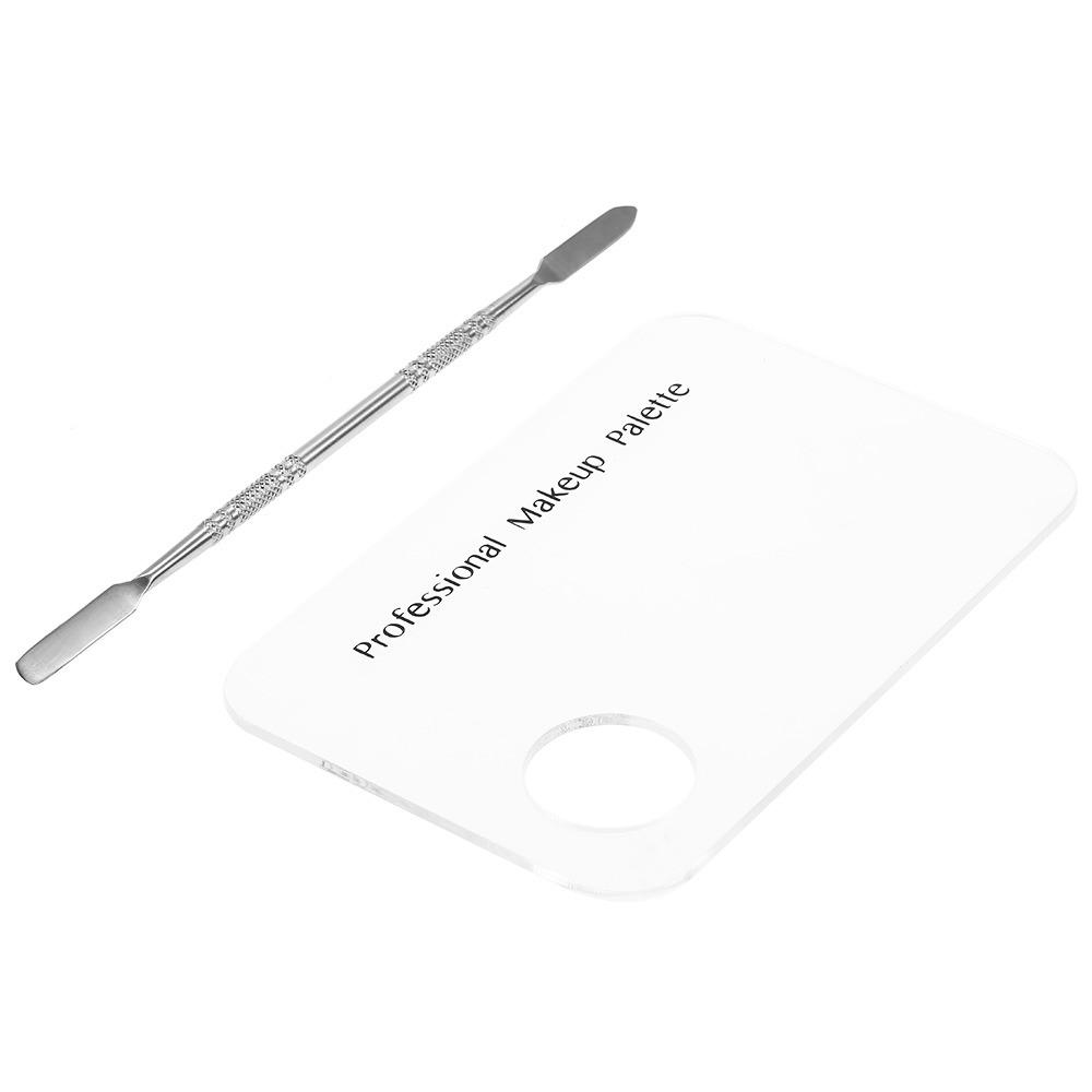 Stainless Steel Nail Art Palette With Spatula Tool Stainless Steel Palette  For Pigment Blending