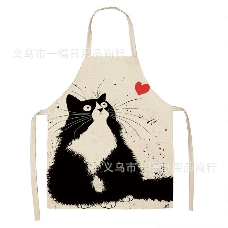 Lipstick Makeup Linen Apron For Kitchen To Prevent Stains, Household Waist Wrap For Cooking, Sleeveless Cartoon Apron.