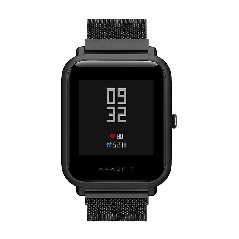 

20mm Magnetic Milanese Stainless Steel Woven Watch Strap Replacement for Amazfit Bip Smart Watch Black