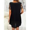 Women's Summer Clashing Colour Splicing Sequins V-Neck Lace Short Sleeve Loose Dresses