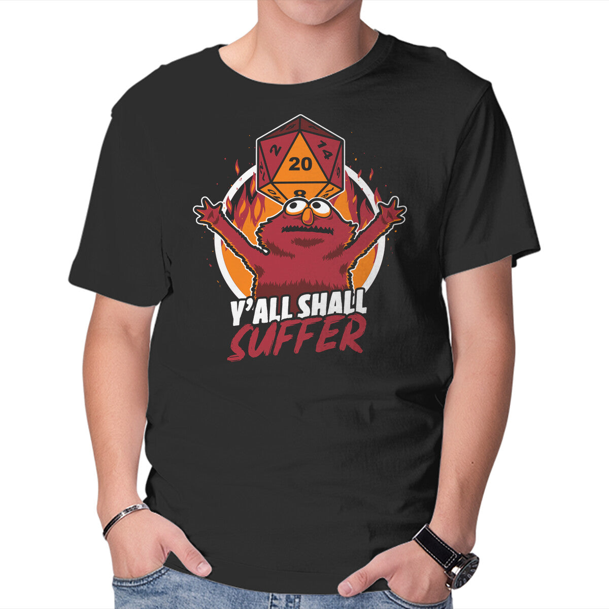 Unisex Crew Neck T-Shirt Chaos Puppet RPG Fire Graphic Short Sleeve Casual Tee XS