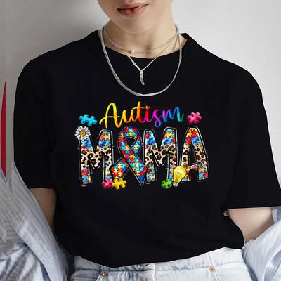 Autismus Bewusstsein Neurodiverse Mama T-Shirt für Frauen Sommer Kurzarm T-Shirts Autismus Unterstützung Tops Harajuku Grafik T-Shirt