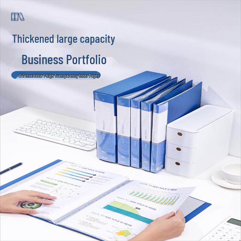 Shànghuì A4 Large Capacity File Folder with 100 Clear Pockets синий