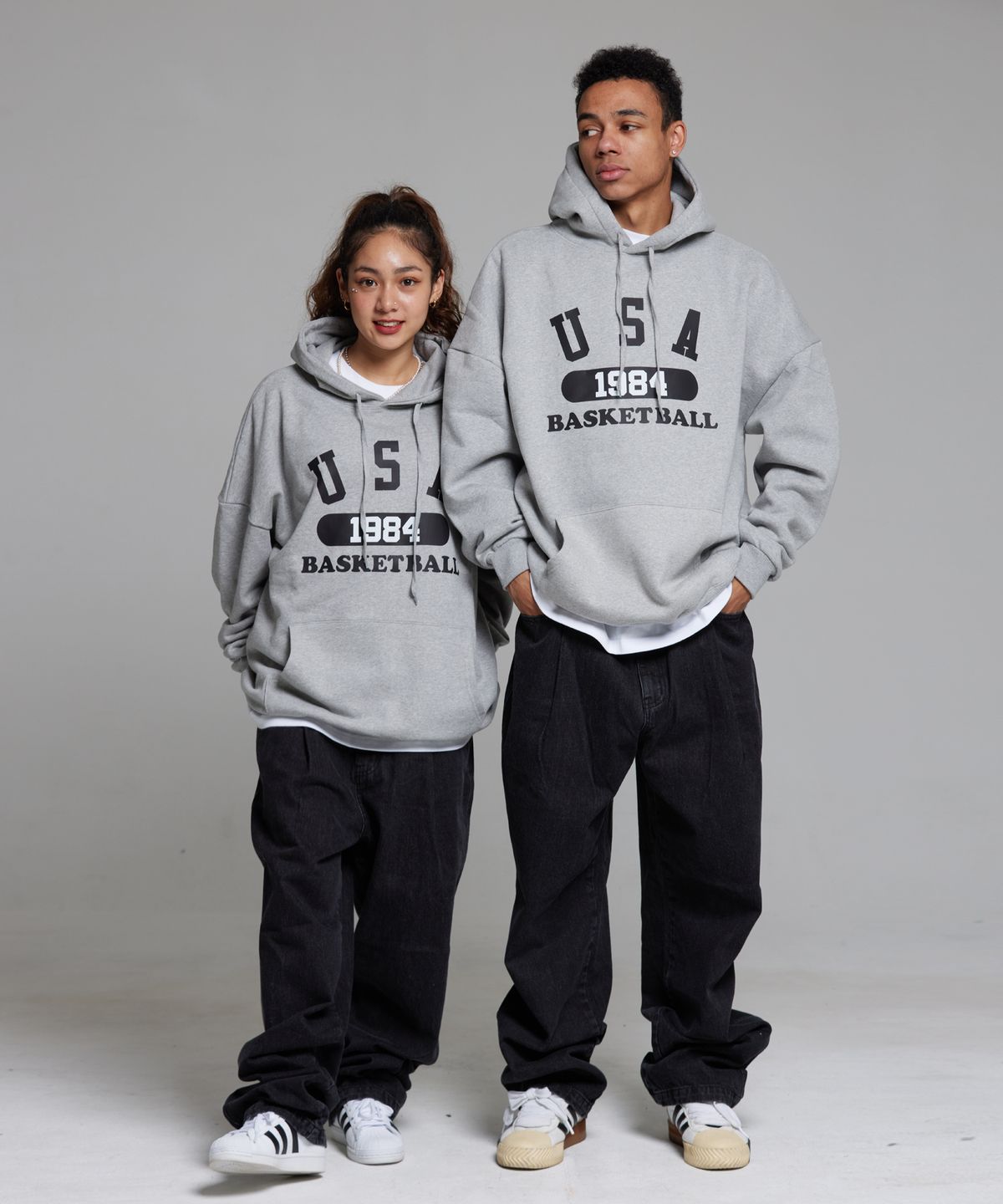 Cream Soda Lab Usa Basketball Hoodie Grey Black M