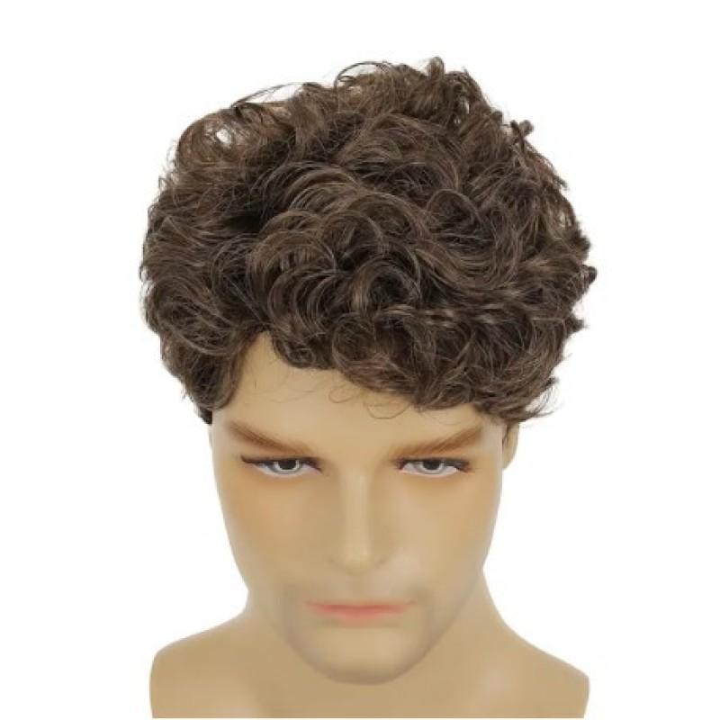 Herrperuk Kort Lockig Blond Brun Peruk Syntetisk Halloween Kostym Cosplay Hår Syntetisk Naturlig Värmebeständig Fiberperuk Vardagsbruk