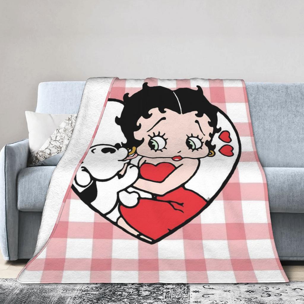 B-Bettys Boops Throw Blanket for Couch  Soft Fuzzy Plush Blanket 50x60 Inch Multi-size Bedspread for All Seasons