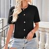 Women's Fashion Casual Tops Summer Short Sleeve Cardigan Cropped Button Round Neck Tops