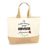 Beach Tote Bag - PLANETEE - Petit Bazar Serveuse d'Amour - Natural Jute - Multicolored - Made In France