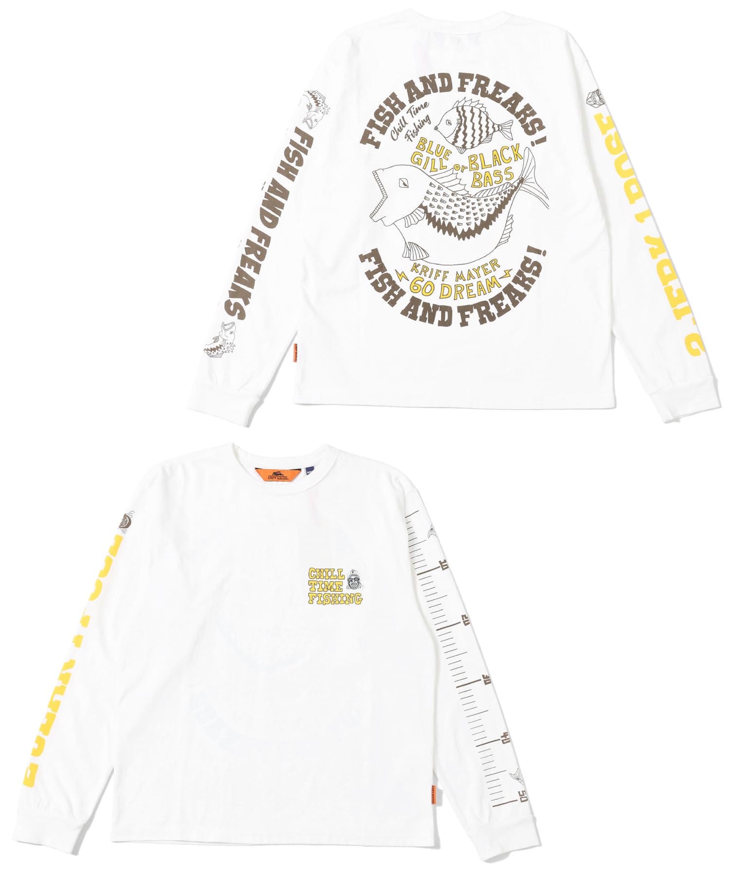 

Рукав и принт на спине Chill Time Long T Рыбалка Лонгслив Средний [Cliff Mayer] Футболка Мужская Молочно-белая