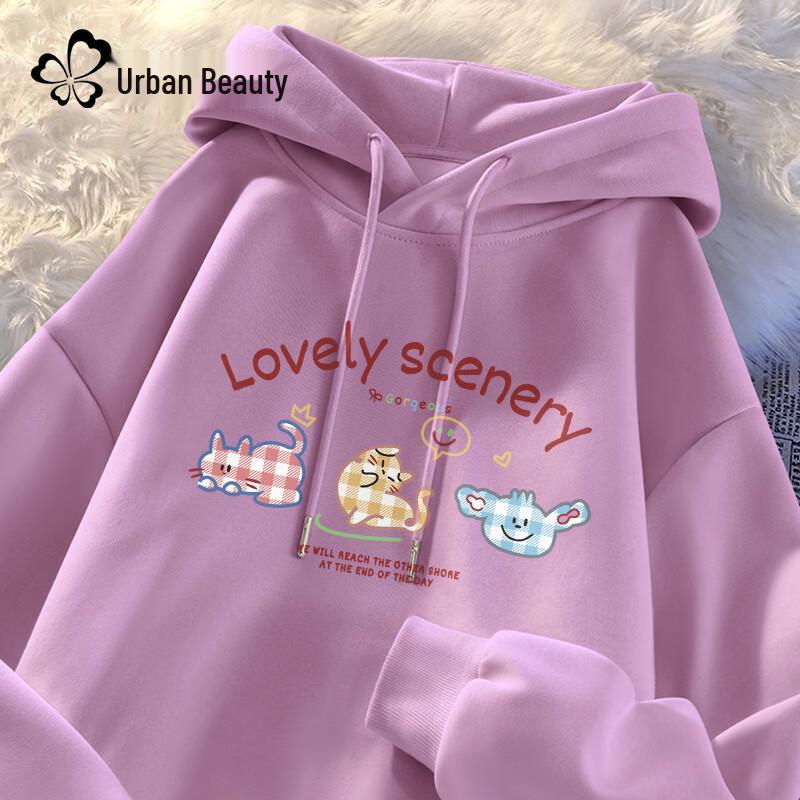 Women s Korean Style Loose Fit Hooded Sweatshirt 2XL