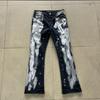 Punk Retro Blue Ripped Slim Fit Printed Men's Jeans
