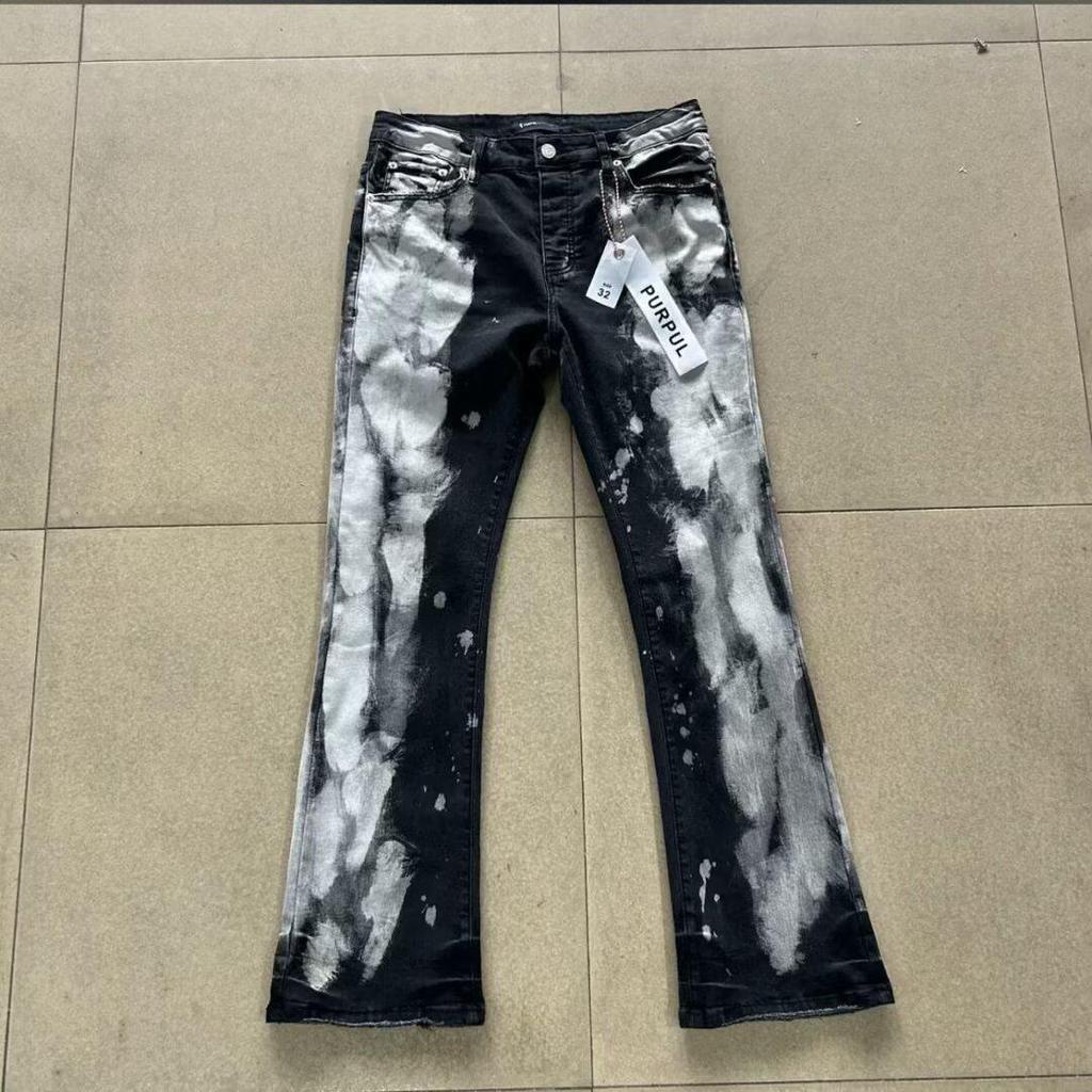 Punk Retro Blue Ripped Slim Fit Printed Men's Jeans