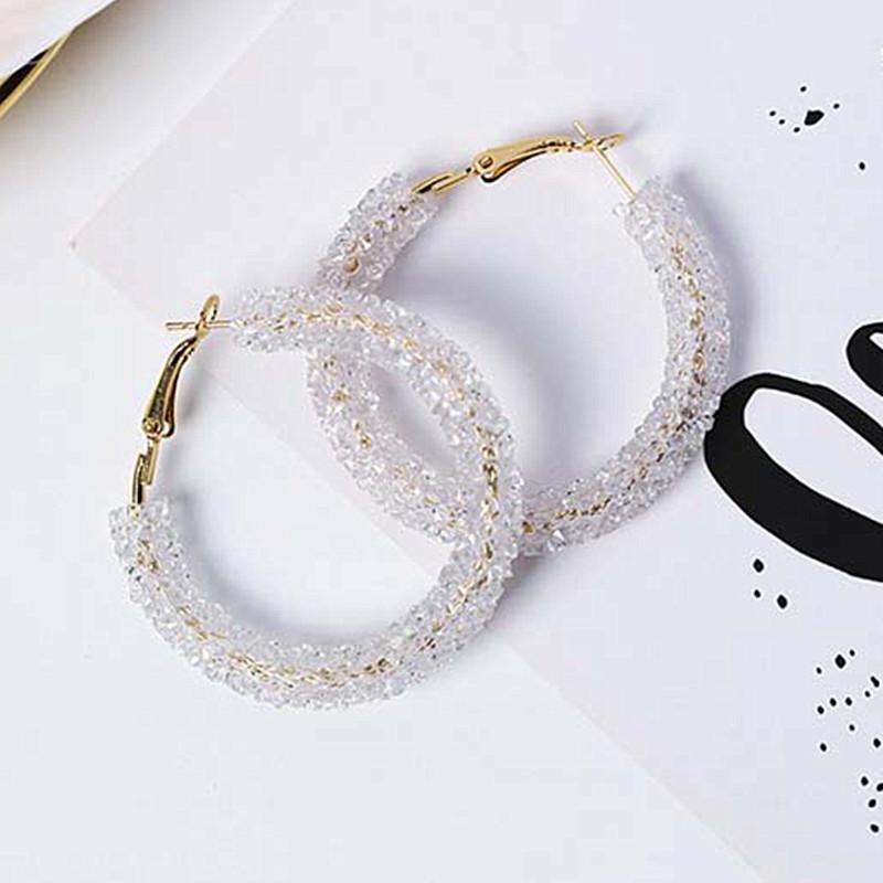 Crystal Hoop Earrings For Women C-shaped Punk Brincos Fashion Jewelry Bijoux Geometric Circle Loop Earring pendientes mujer