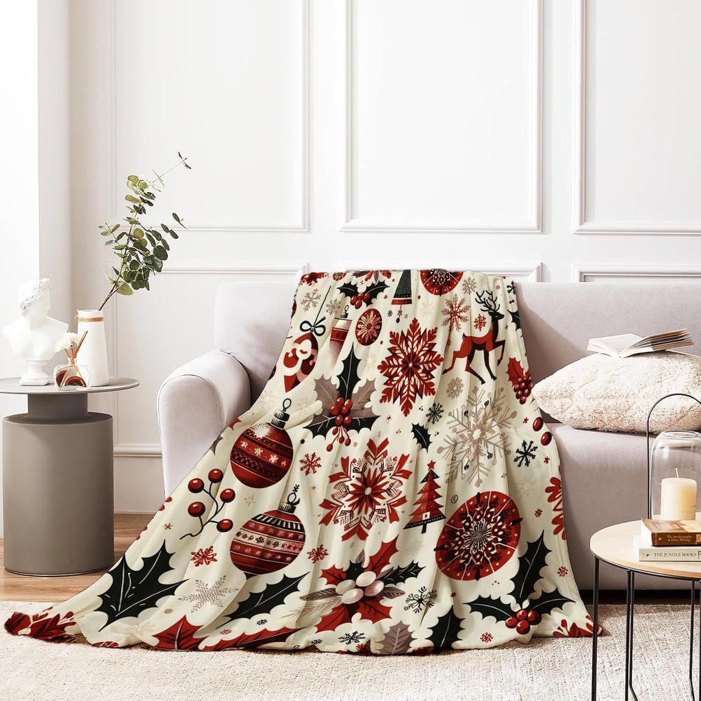 Christmas Creative Throw Blanket Flannel Print Blanket Super Soft Cozy Sofa Nap Blanket Home Blanket Perfect Home Gift for Her