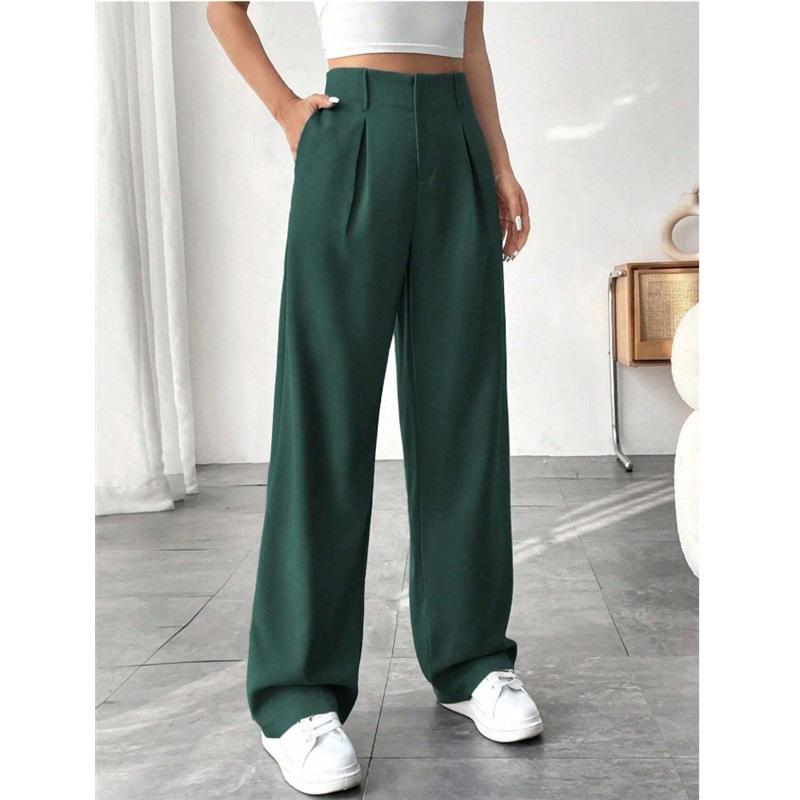 European And American 2025 Commuter High Waisted Loose Fit Trousers Spring Summer Essential Casual Wide Leg Pants For Women