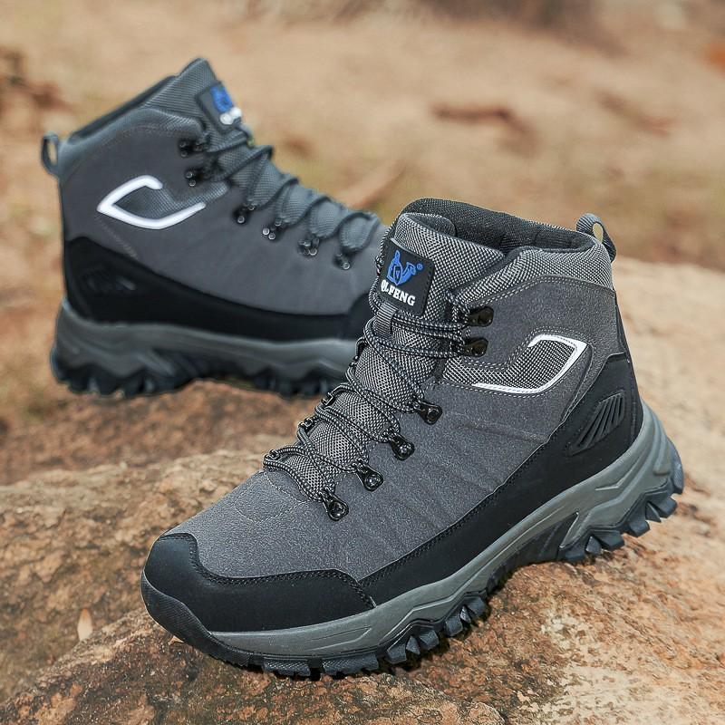 Kids Shoes Mens High-Top Hiking Boots Winter Outdoor Walking Shoes Rubber Sole Warm Lined Trail Footwear