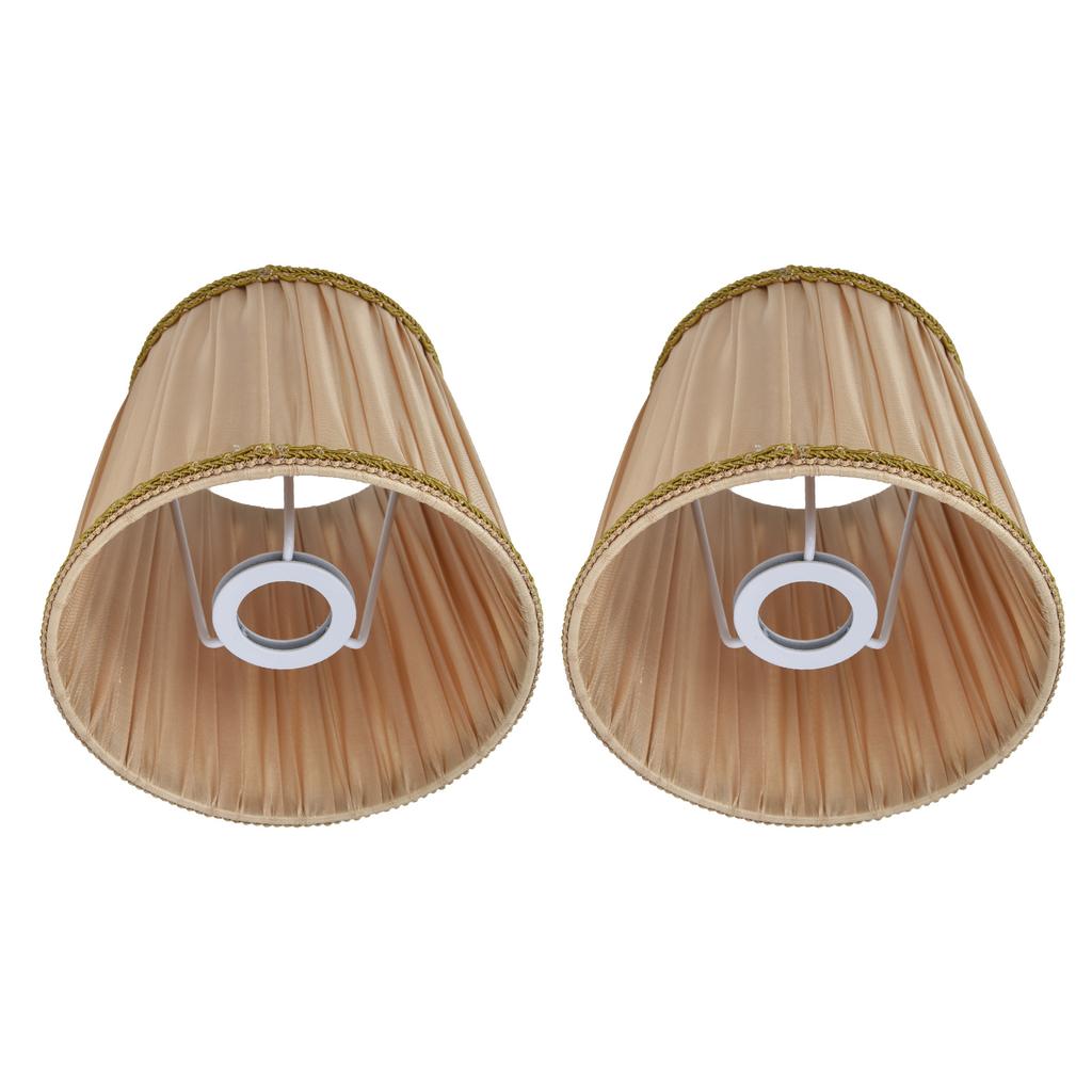 2 STK Stofflampenschirm Einfacher Lampenschirm für E14 Schraubkerzenlampe Tischleuchte Kronleuchter Gold