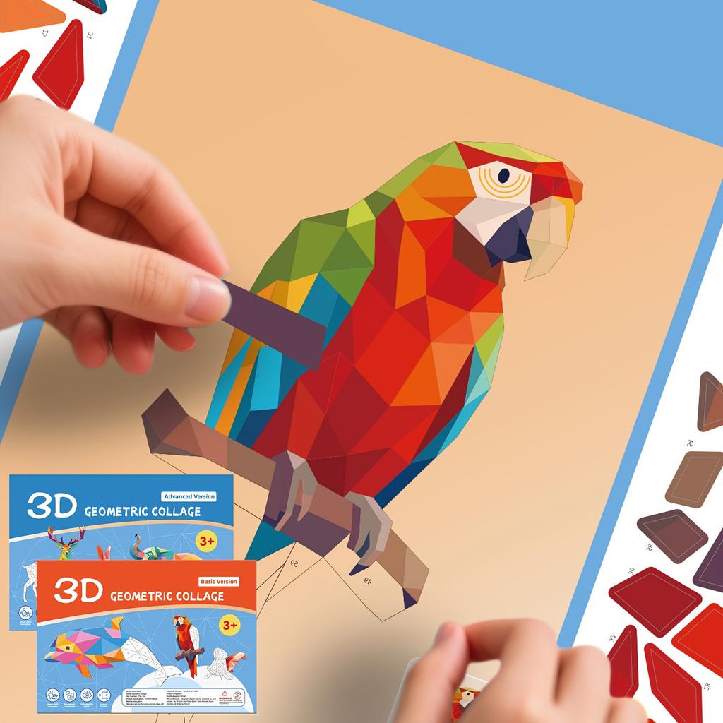 Handmade Stickers Animal Cognitive 6 Geometric Collages Children's Puzzle Enhance Focus Training Enlightenment Toy Stickers