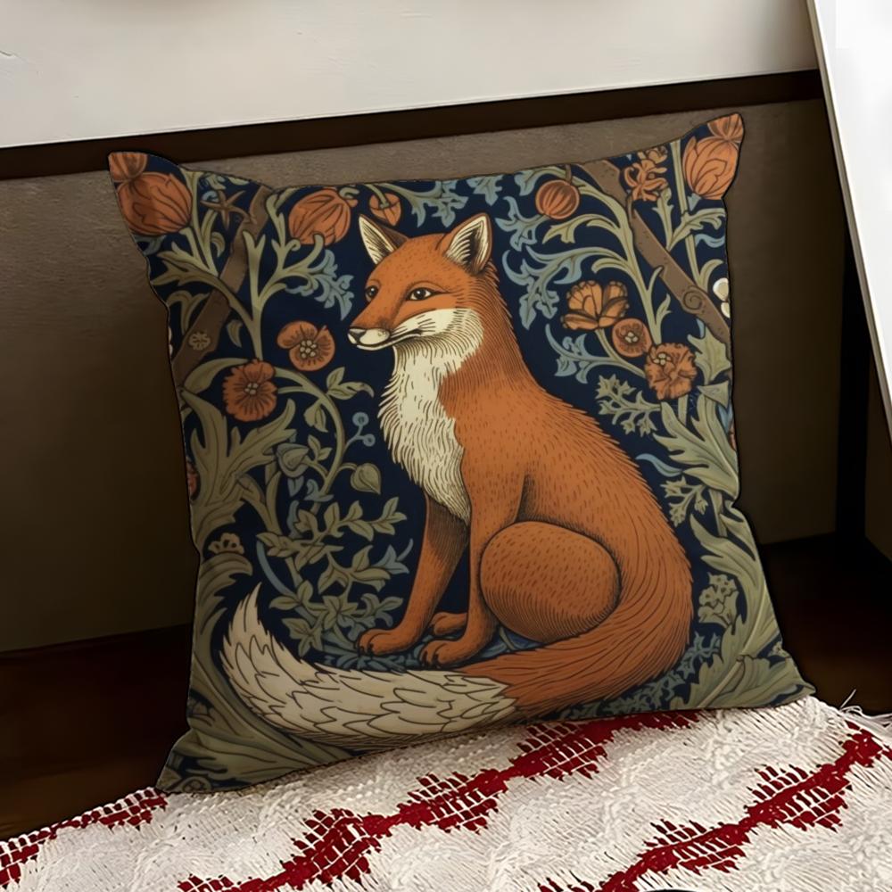 WWilliam MMorris Art Fox Cushion Cover Reversible Soft Durable Pillow Cover Home Car MultiScene Use for Daily Comfort