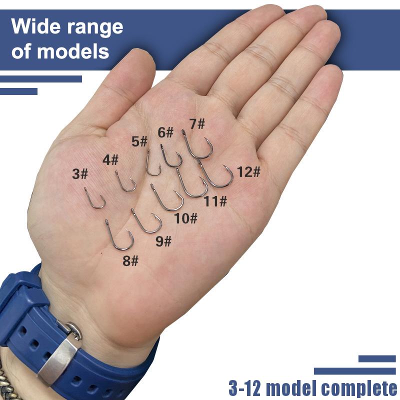 Fishhooks Strong Sharp Silver Circle Fishhook 3#-12# Jig Barbed Pesca Sea Fishing Set Portable Fishing Tackle Accessories