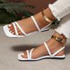 Leopard Print Women Sandals 2025 New Summer Flat Casual Slippers Fashion Open Toed Square Toe Women's Shoes Sandalias De Mujer