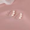 Silver Hook Pearl Earrings Temperament Sterling Silver Ear Hook Simple Earrings Women's Niche Design Real Gold Electroplating Hanging