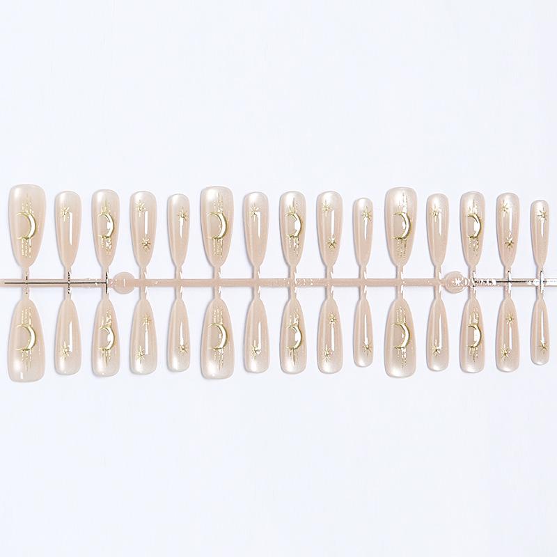 Gilded Cat Eye Star & Moon Nail Stickers - Durable, Stylish Wearable Nail Tips
