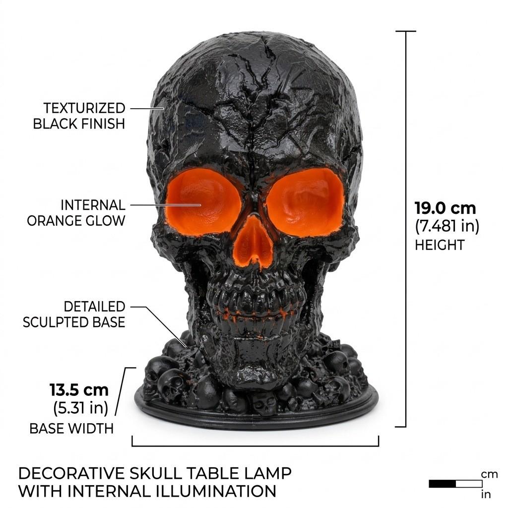 Halloween Skull Light Resin Garden Decor With Led For Outdoor Yard Ambiance