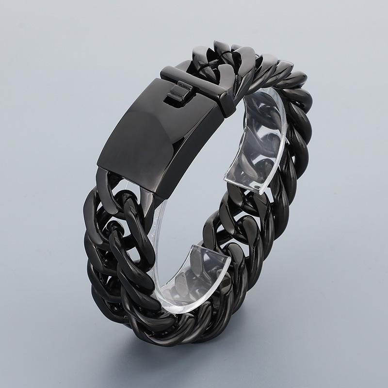 Versatile Fashion Jewelry, European and American Domineering 18mm Double-woven Four-sided Grinding Chain Polished Men's Bracelet 2026