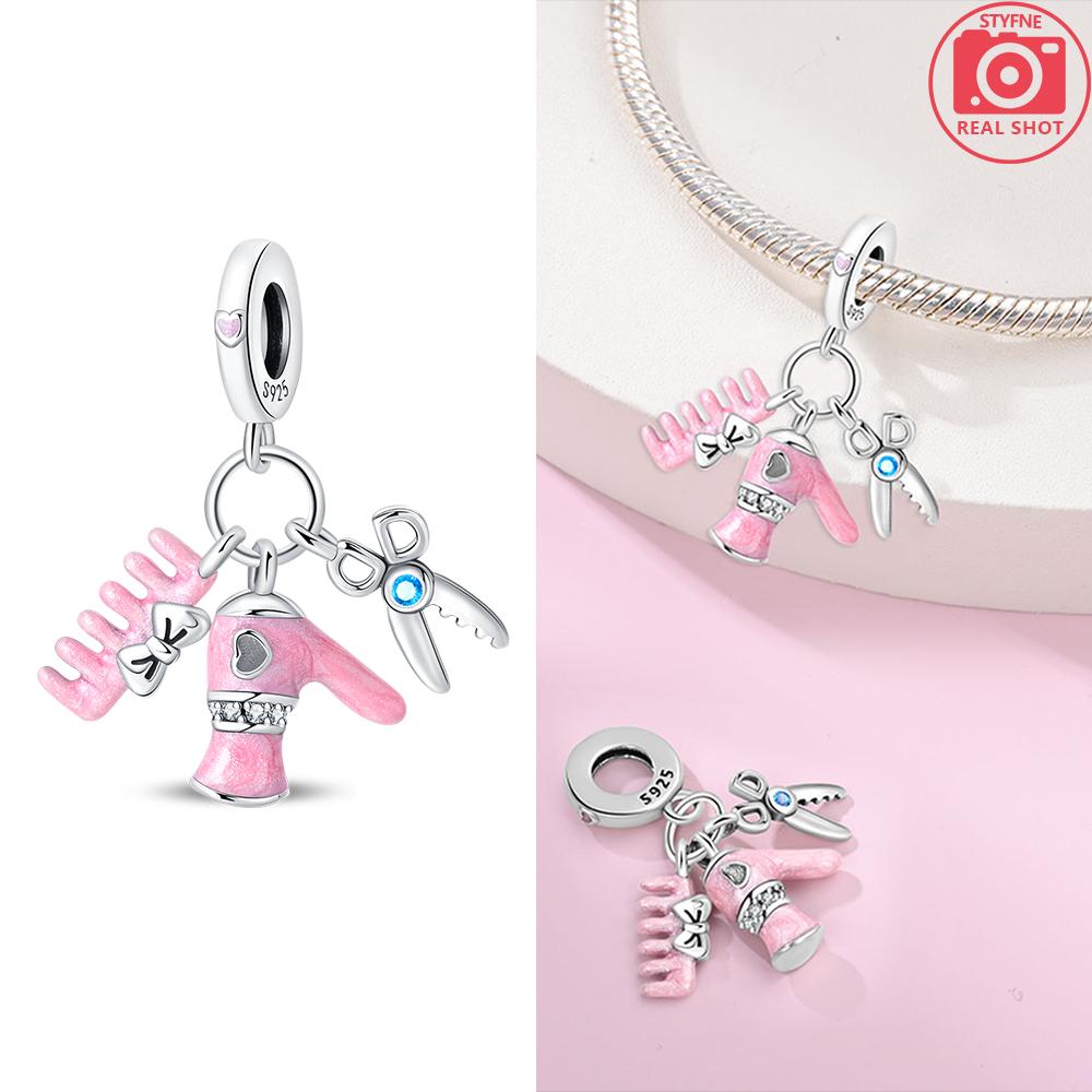 Copper Tea Party Pink Princess Series Charms Heart Bead Fit Original Bracelet For Women Diy Fine Jewelry Birthday Gift