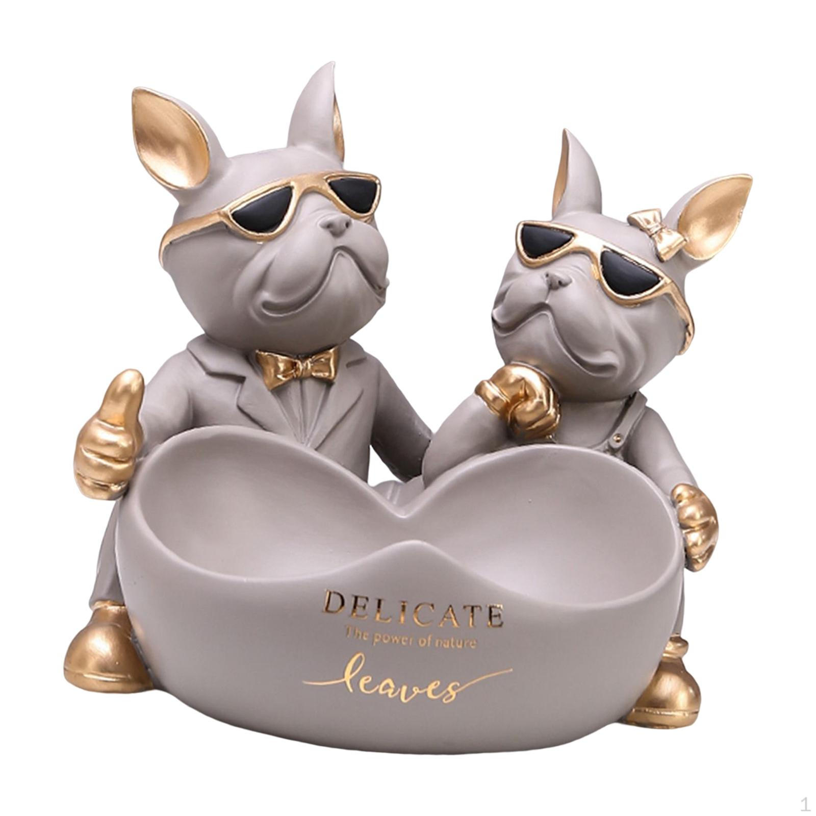 

Statue Tray Table Centerpiece Desktop Ornament Dog Sculpture for Dresser сірий колір