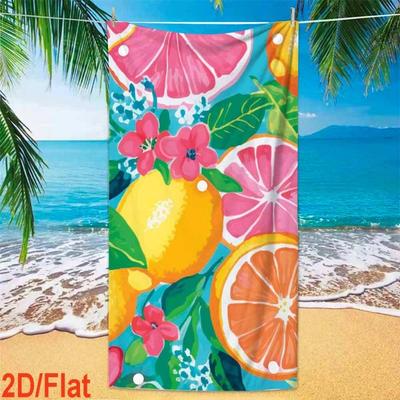 Grapefruit Orange Blossom Leaf Summer Fruit Full Print Quick Dry Sand Resistant Beach Towel