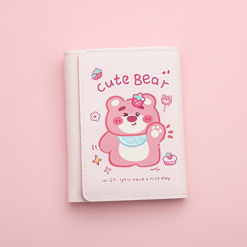 New cute cartoon change bag men's and women's zipper short multi-card wallet card bag