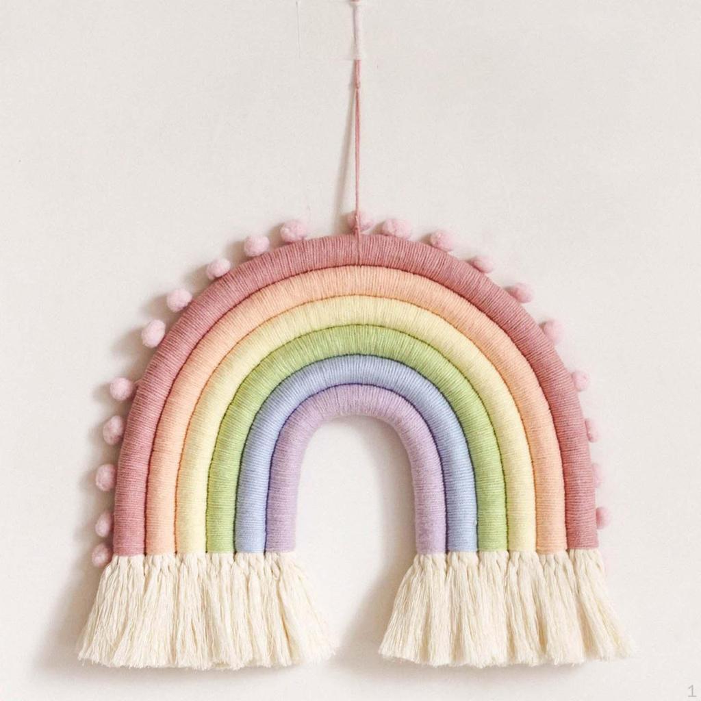 Macrame Decor for Bedroom Nursery Kids Rooms Colorful Tapestry Rope Woven Tassel Wall Hanging Toys