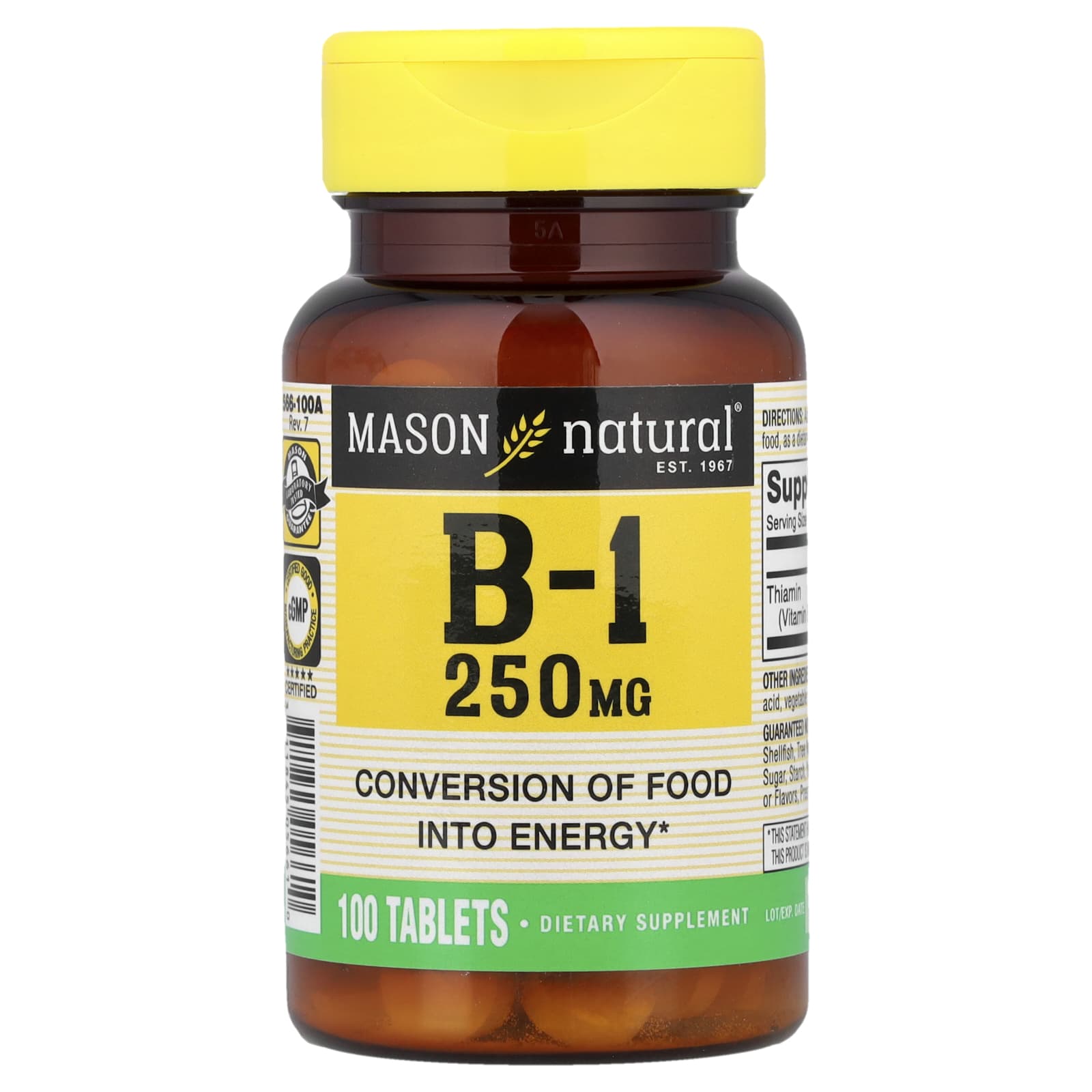 

Vitamin B1, 250Mg, 100 Tablets