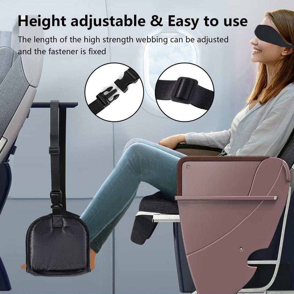 Darohz Airplane Foot Rest Memory Portable Travel Foot Stable Black (Thick Cotton) - Hammock, Adjustable, Foldable, Base,