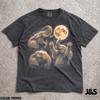Three Elephant Moon Vintage 90s Graphic T-Shirt, Retro Silly Elephant Gift, Trumpeting Elephants Full Moon Tee, Aesthetic Galaxy Nature Art