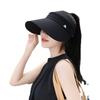 New Summer Twill Sun Hat Fashionable and Versatile Travel Sun Protection Hat High Ponytail Empty Top Ice Silk Vinyl Sun Hat