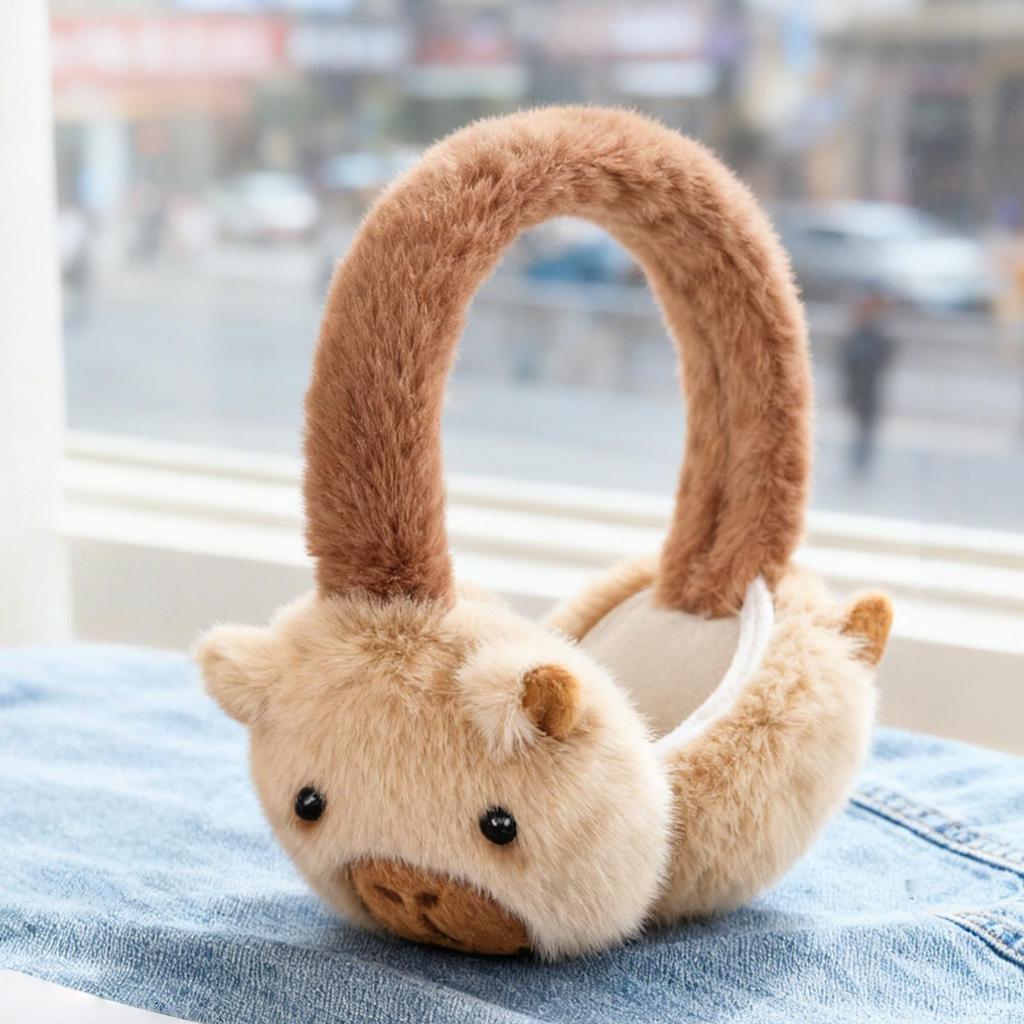 Winter Cute Capybara Earmuffs Cartoon Capybara Folding Plush Earmuffs For Cold Protection outdoor Warm Women Ear Cover Earplugs