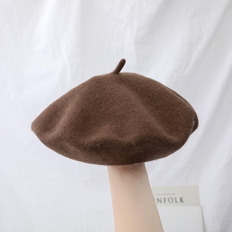 Women's Cross-Border Wool Beret: Autumn/Winter Korean-Style, British Retro Octagonal Painter Hat for Large Head Circumference