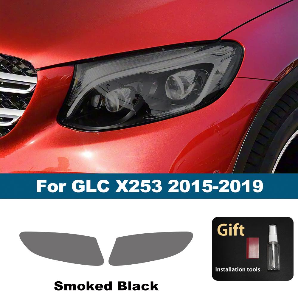 For Mercedes Benz GLA/GLB/GLC/GLK/GLE/GLS Pre-Cut TPU Headlight PPF Smoke Black High Gloss Anti-Scratch Protective Vinyl Wrap