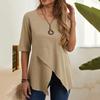 Pull Printemps Été Automne Col Rond Coupe Ajustée Manches Mi-longues Coton Lin T-shirt