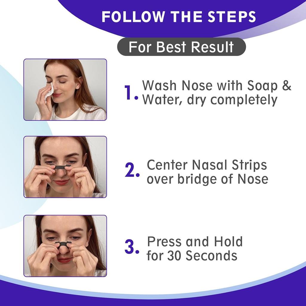 1/10-200Pcs Black Nose Strips Stop Snoring Aid Improve Sleep Quality Easier Breath Sleeping Patch Right Nose Device