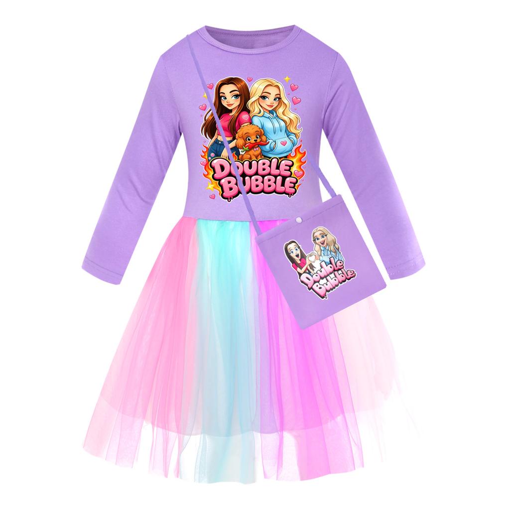 Girls Printed Star Skirt Rainbow Lace Dress 5902