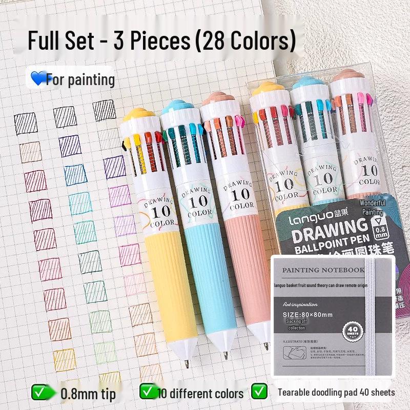 Blue Fruit Multi-Color Gel Pen Set - 30 High-Quality Stackable Press-Type Ballpoint Pens for Journaling