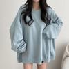 Women's Crew Neck Long Sleeve Sweatshirt Oversized Casual Vintage Solid Color Loose Fit School Pullover Long Top