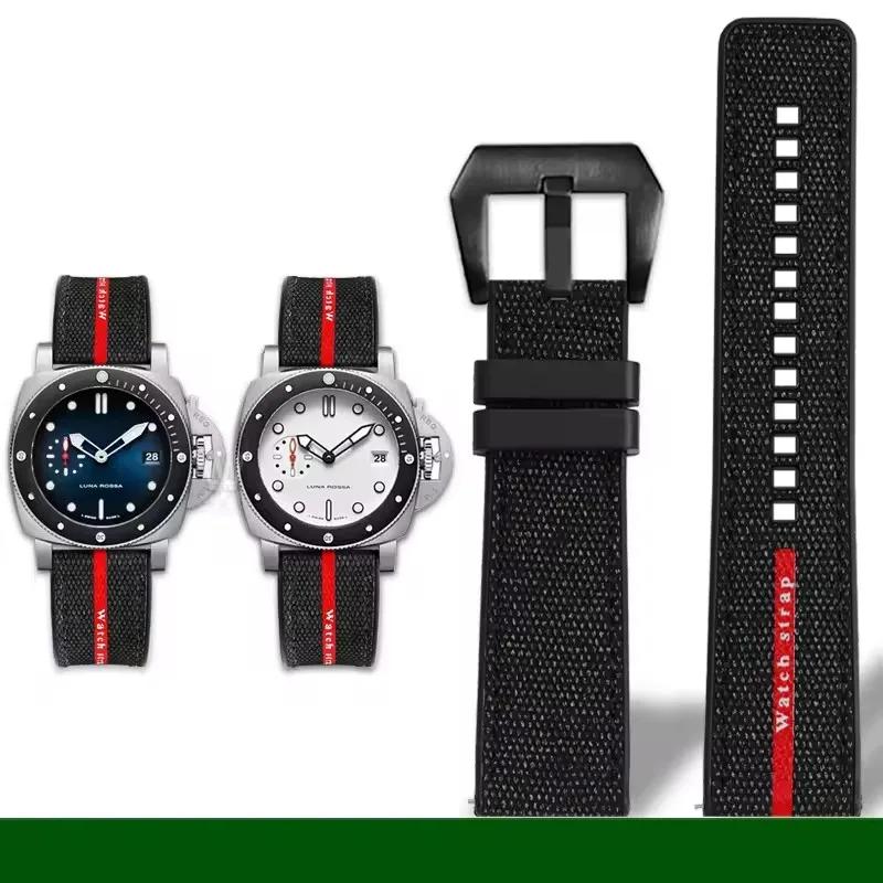 Per Panerai SUBMERSIBLE cinturino Luna Rossa PAM1466 PAM1391 PAM1565 Bracciale Cinturino in Gomma 22mm 24mm 26MM Orologi da Uomo Impermeabili