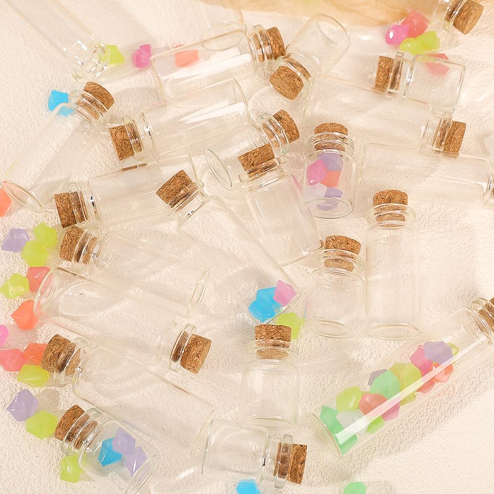 10Pcs Clear Glass Bottles with Cork Stopper Wishing Drifting Bottles Wedding Party Decor Glass Spice Capsules Jars Filling Vials