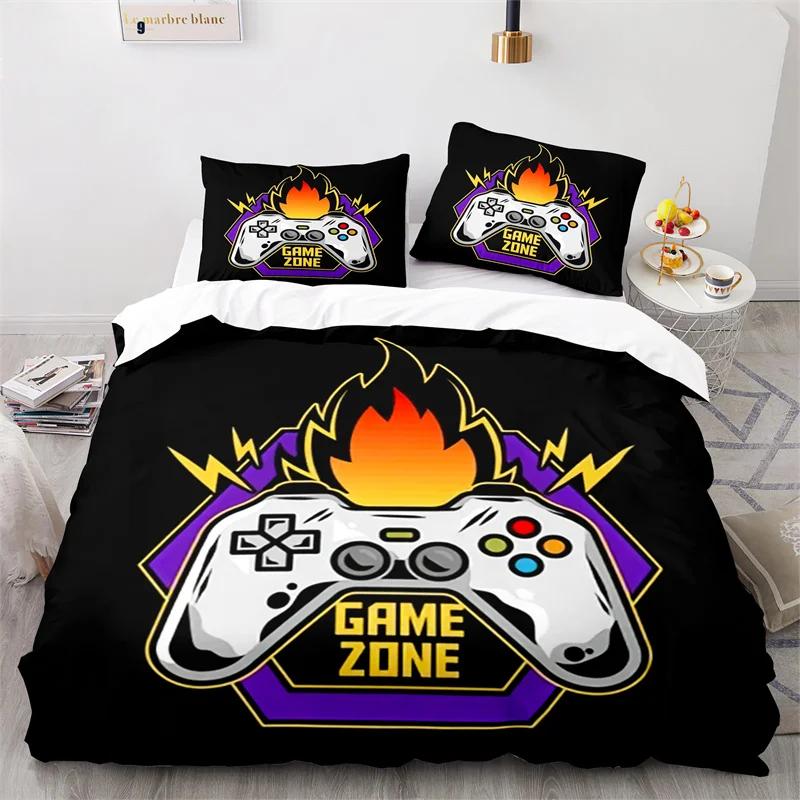 Gaming Full Queen Duvet Cover Polyester Gamepad Bedding Set Video Game Controller Comforter Cover For Boys Teen Game Room Decor